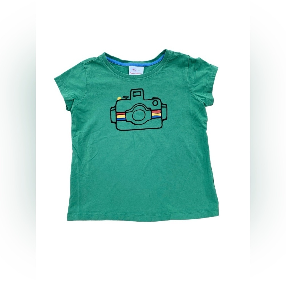 Hanna Andersson Size 130, 8, Green Vintage Camera Short Sleeve Tee